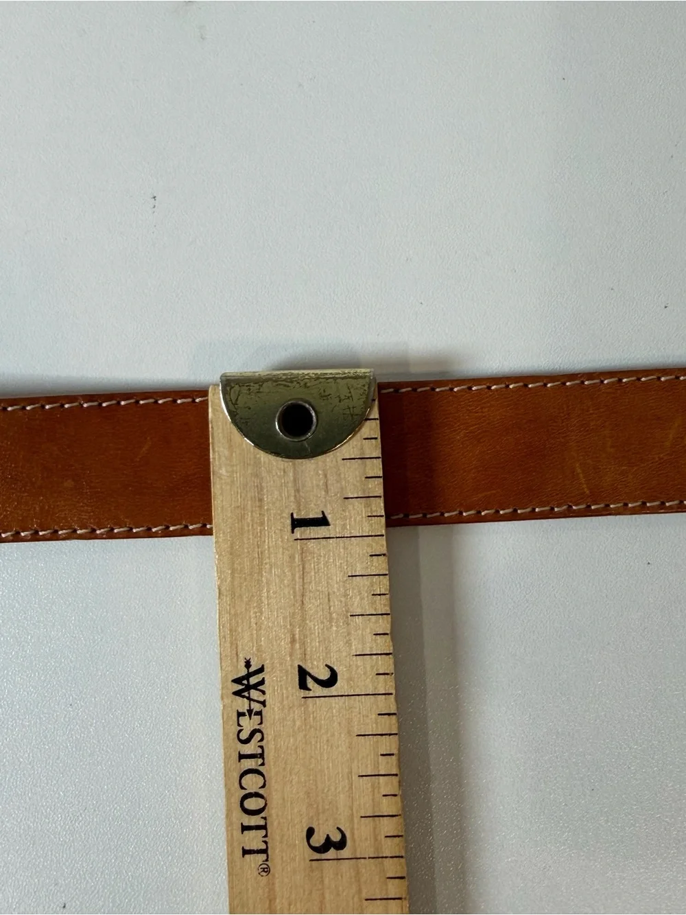 Linea Pelle by Mira K Medium Brown Genuine Leather Belt Distressed Silver Buckle